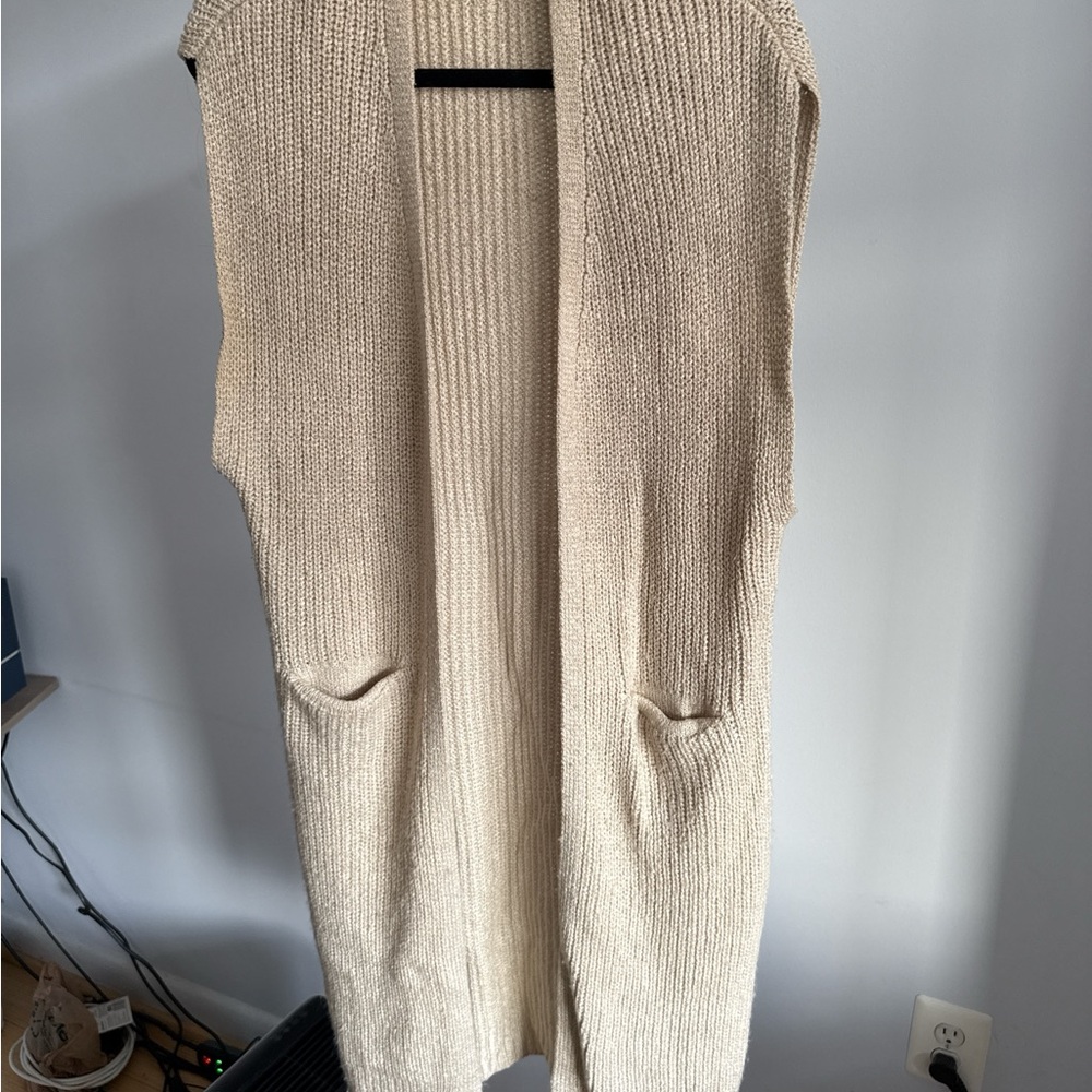 Elegant Cream Open-Front Cardigan